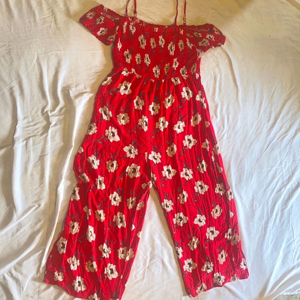 Magnolia Skye Red & Floral Wide Leg Romper